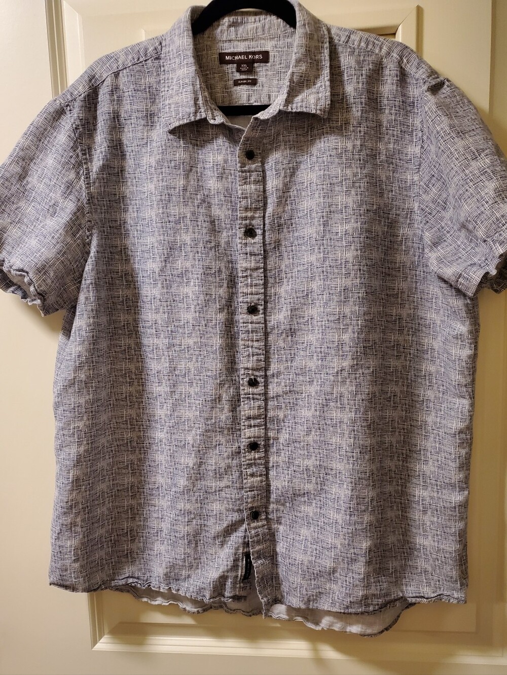 Michael Kors Men's Short-Sleeve Button-Down Shirt - Blue Gray Textured